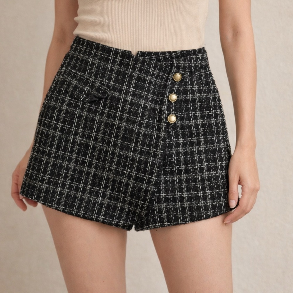 Women's Black Tweed Shorts